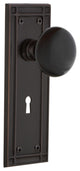Mission Plate Interior Mortise Black Porcelain Door Knob, Timeless Bronze