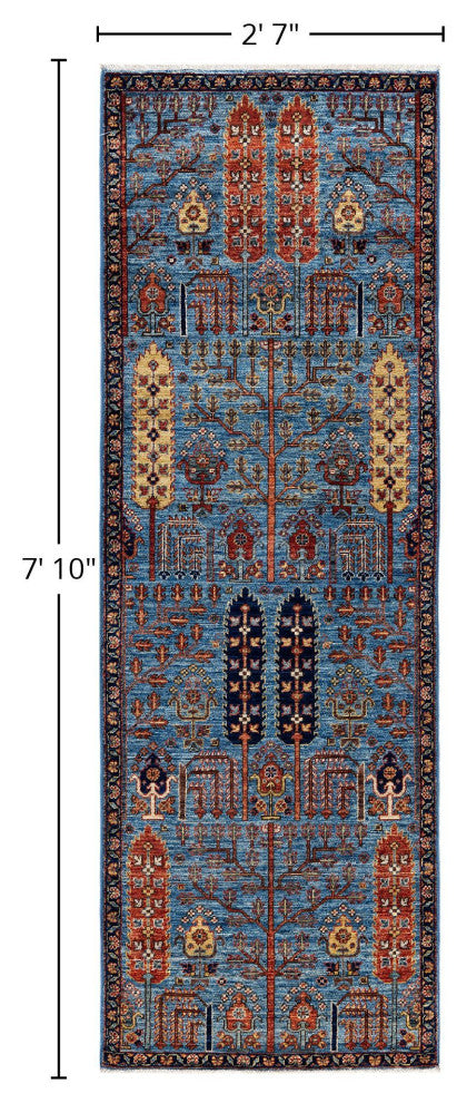 Serapi One-of-a-Kind Hand-Knotted Area Rug Light Blue, 2'7" x 7'10"