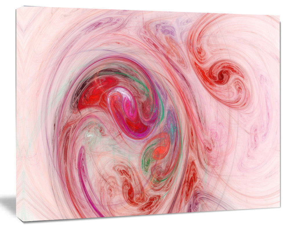 Red Fractal Abstract Illustration, Abstract Canvas Wall Art, 20x12