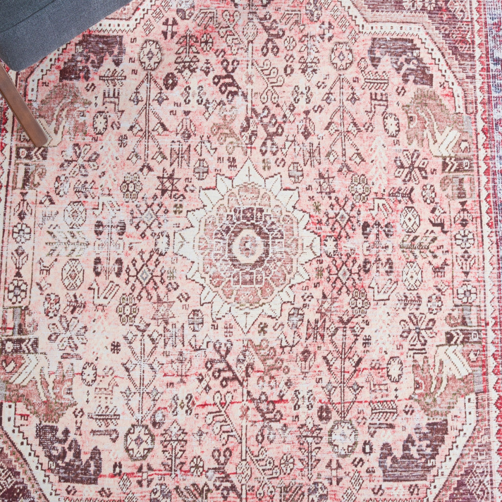 Safavieh Tucson TSN132 Rug Machine-Washable, Beige/Red, 4'x6'