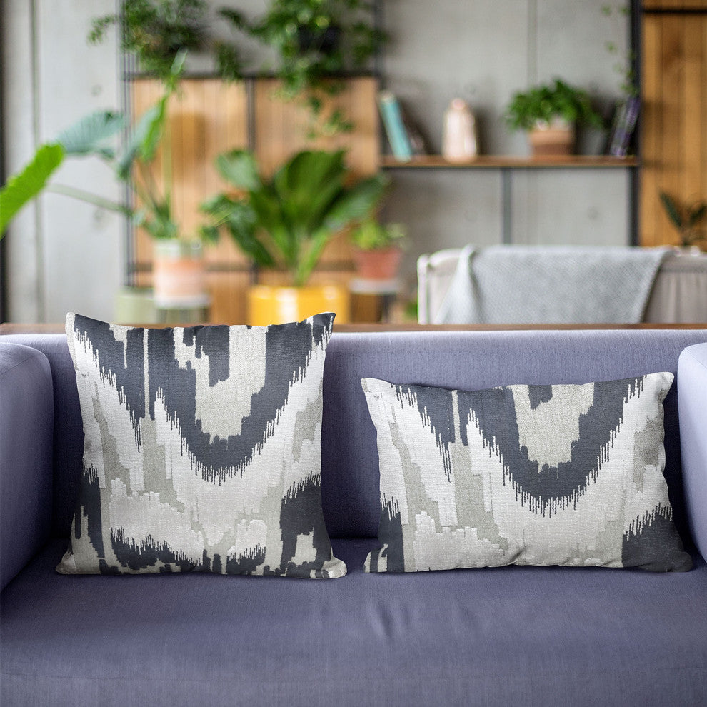 Plutus Velvet Glamour Black, Gray, Cream Handmade Luxury Pillow, 20"x36", King