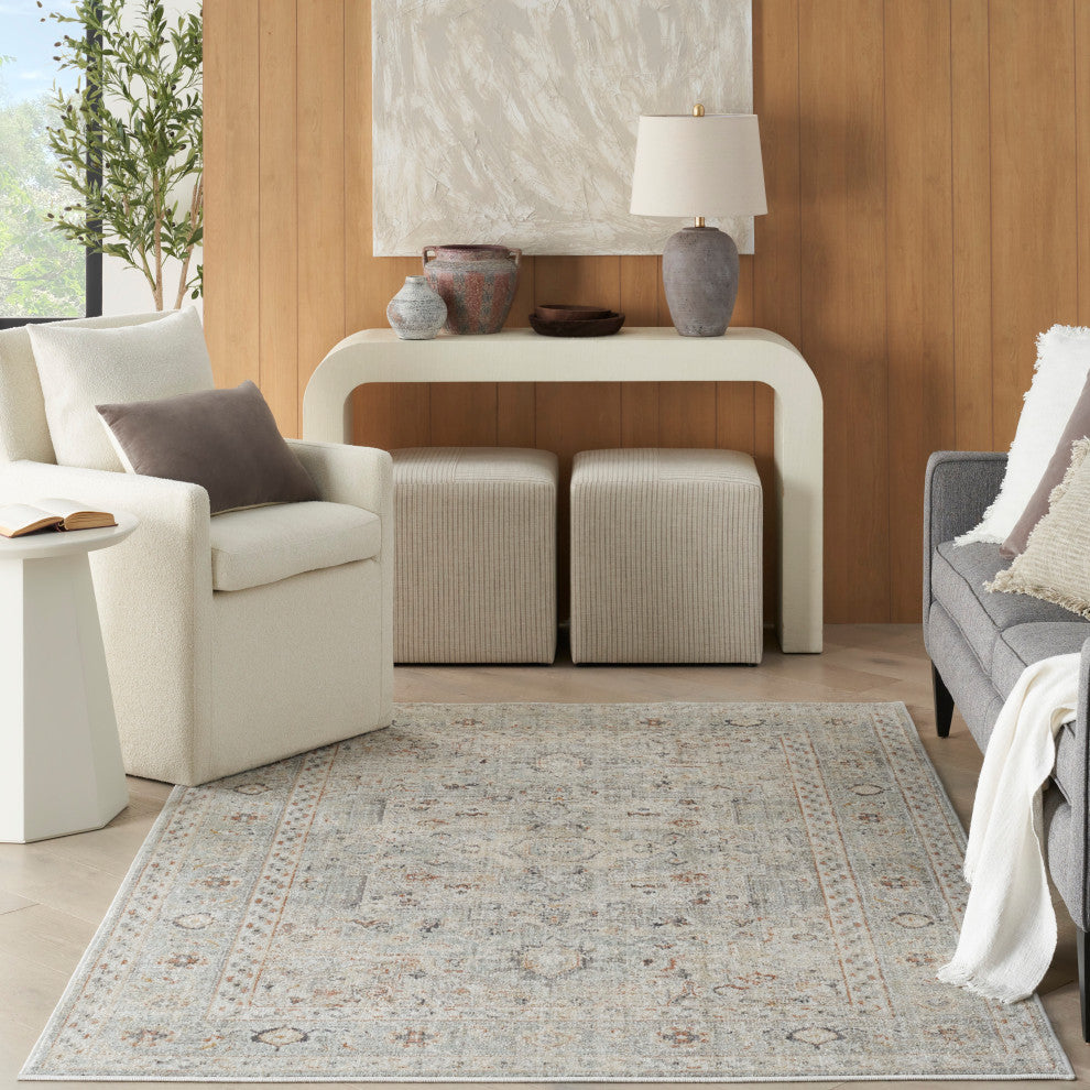 Nourison Oushak Home 6' x 9' Light Grey Vintage Indoor Rug