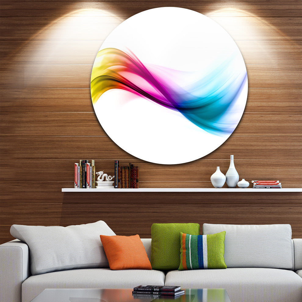 Rainbow Shade Waves, Abstract Digital Art Round Wall Art, 23"