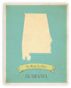 My Roots Alabama State Map Paper Print, 12x18