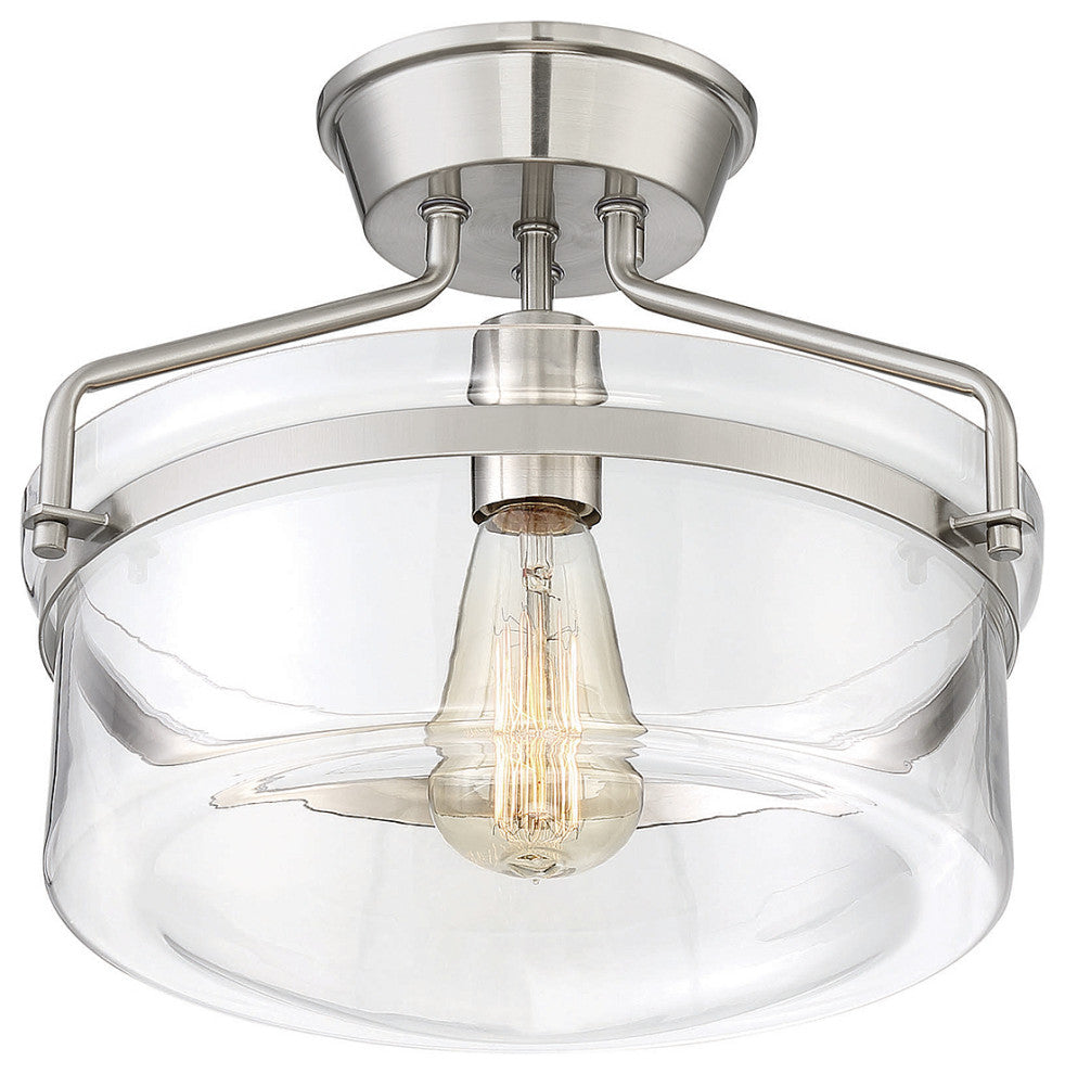 1-Light Semi-Flush Mount, Brushed Nickel