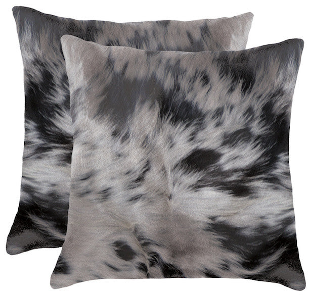 12"x20" Torino Kobe Cowhide Pillows, Set of 2, Salt and Pepper