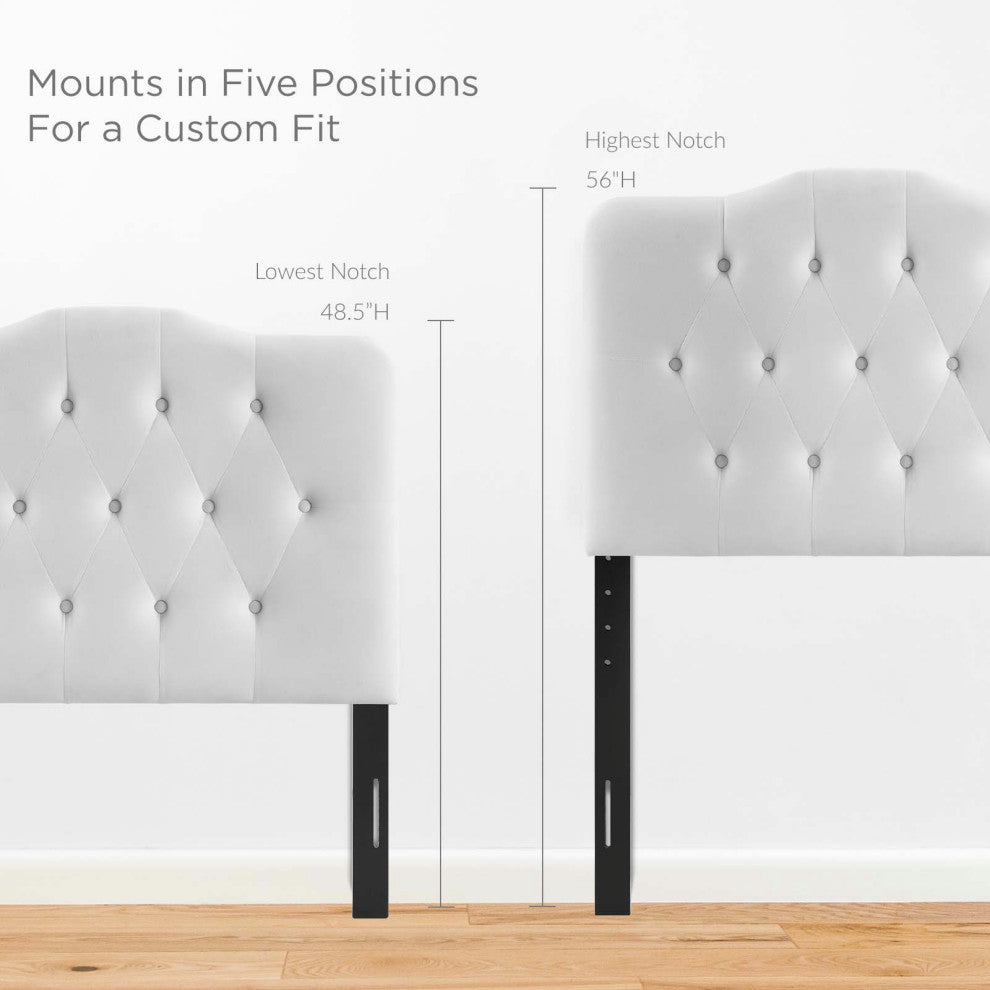 Annabel Twin Diamond Tufted Performance Velvet Headboard White