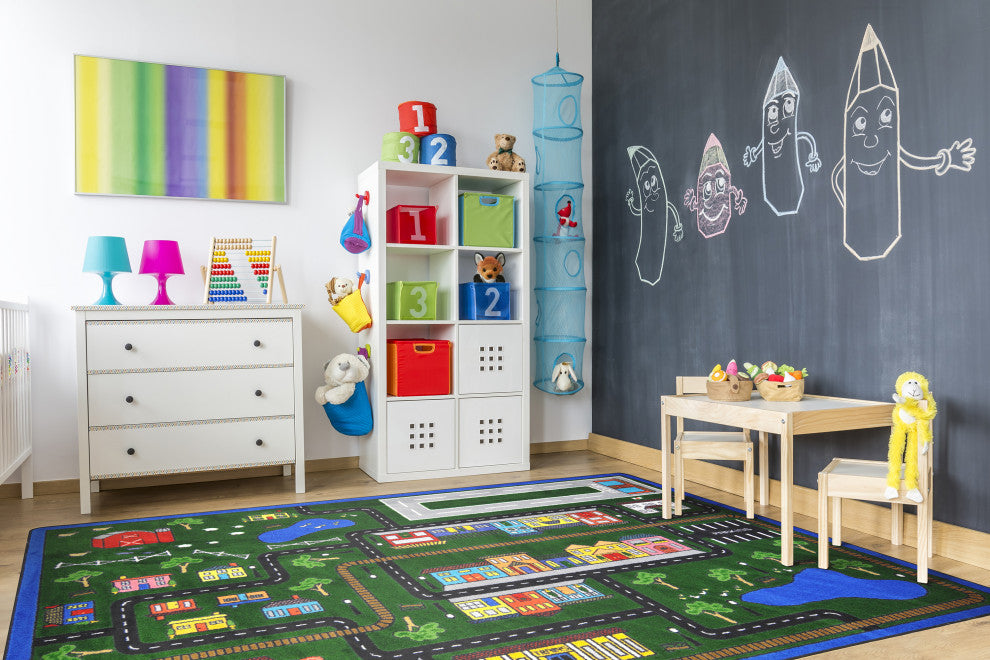 Kid Essentials Rug, Tiny Town, Multicolored, 5'4"x7'8"