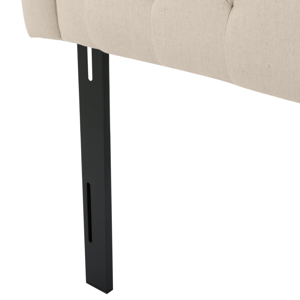 GDF Studio Celina Queen Size Headboard w/ Button Tufted Accent, Light Beige