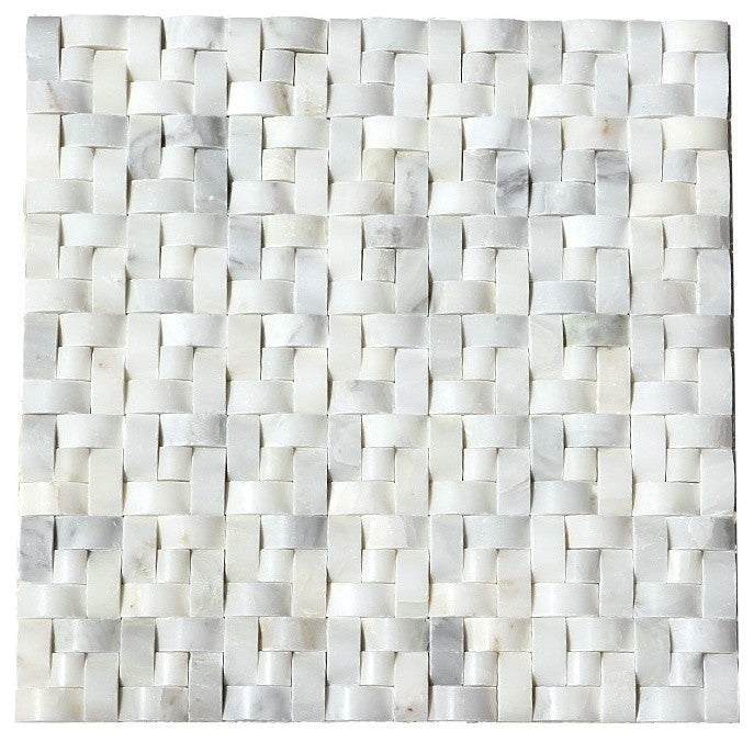 Arabescato Carrara Interwoven Polished Tile, 10 Sq. ft., 12"x12"