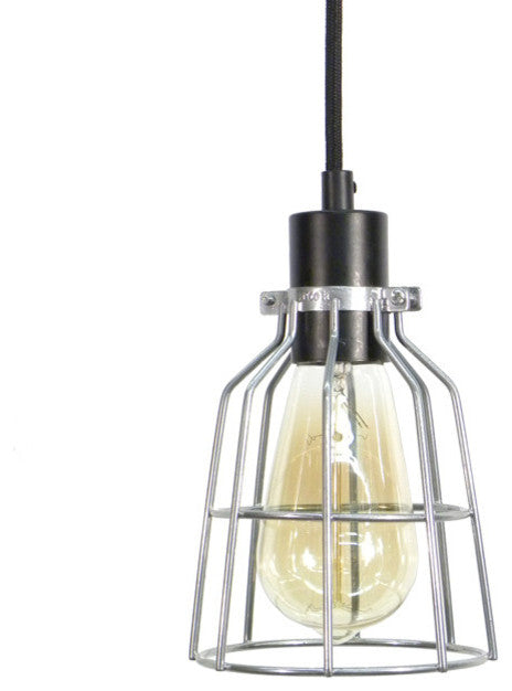 Black Steel Cage Pendant Light