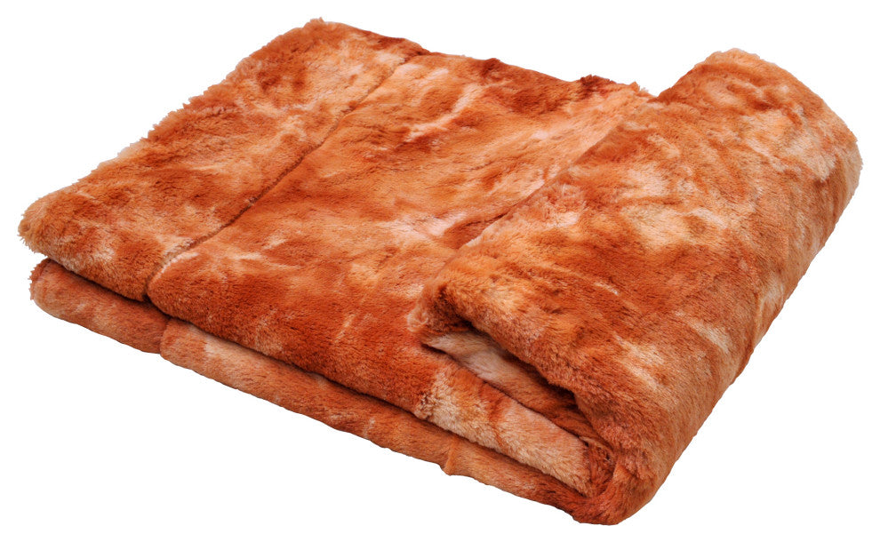 Tie Dye Double Sided Faux Fur Throws, Orange, 50" X 60"