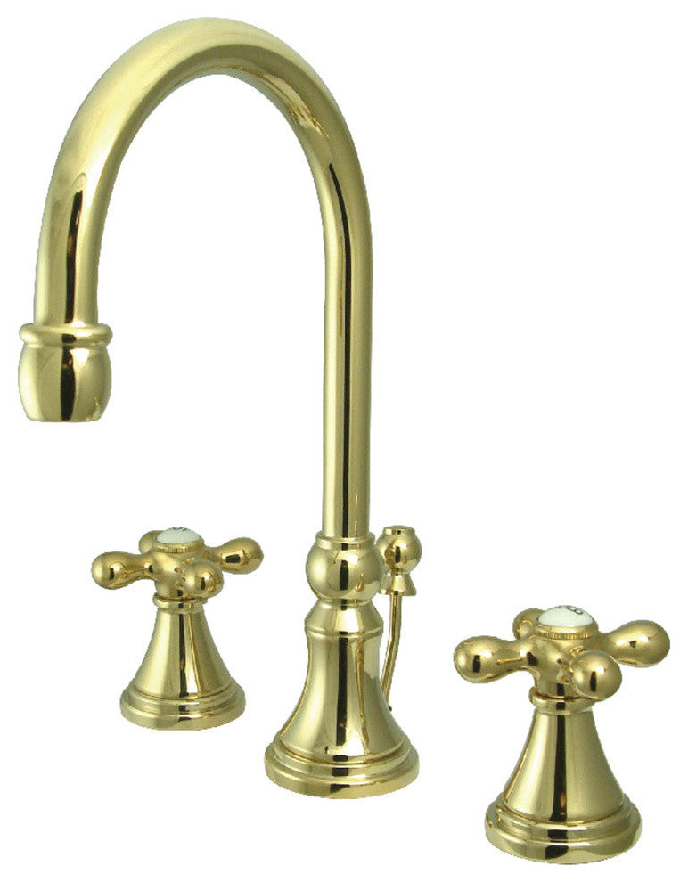 Kingston Brass Widespread Bathroom Faucet With Brass Pop-Up, Polished Brass