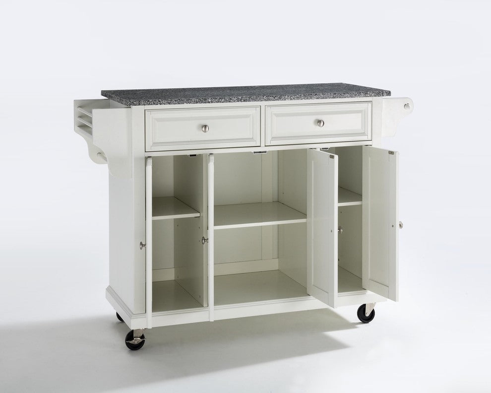 Crosley Furniture Wood/Solid Granite Kitchen Cart in White/Gray