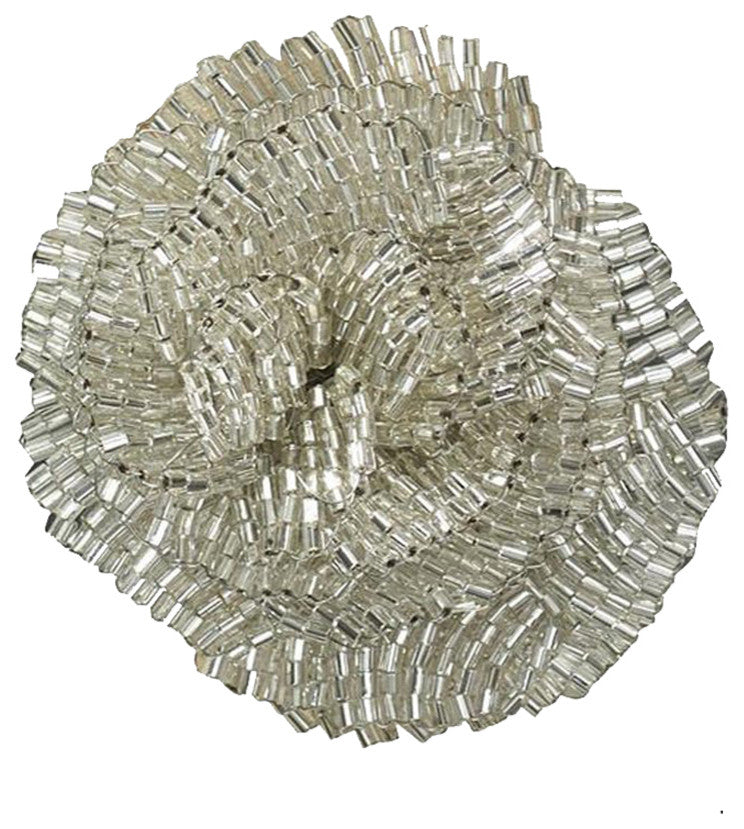 Beaded Flower Napkin Ring, Silver