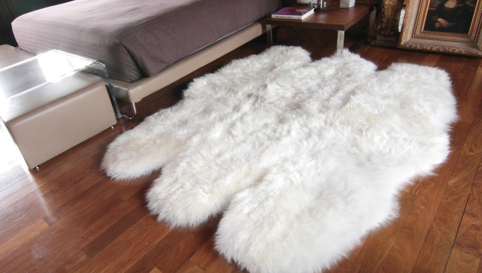 Natural 100% New Zealand Sheepskin Six Rug 5'x6', Natural