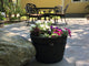 15" Wood Barrel Planter With Brown Oil