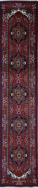 Oriental Red Heriz Serapi Hand-Knotted Wool Rug, 3'x12'