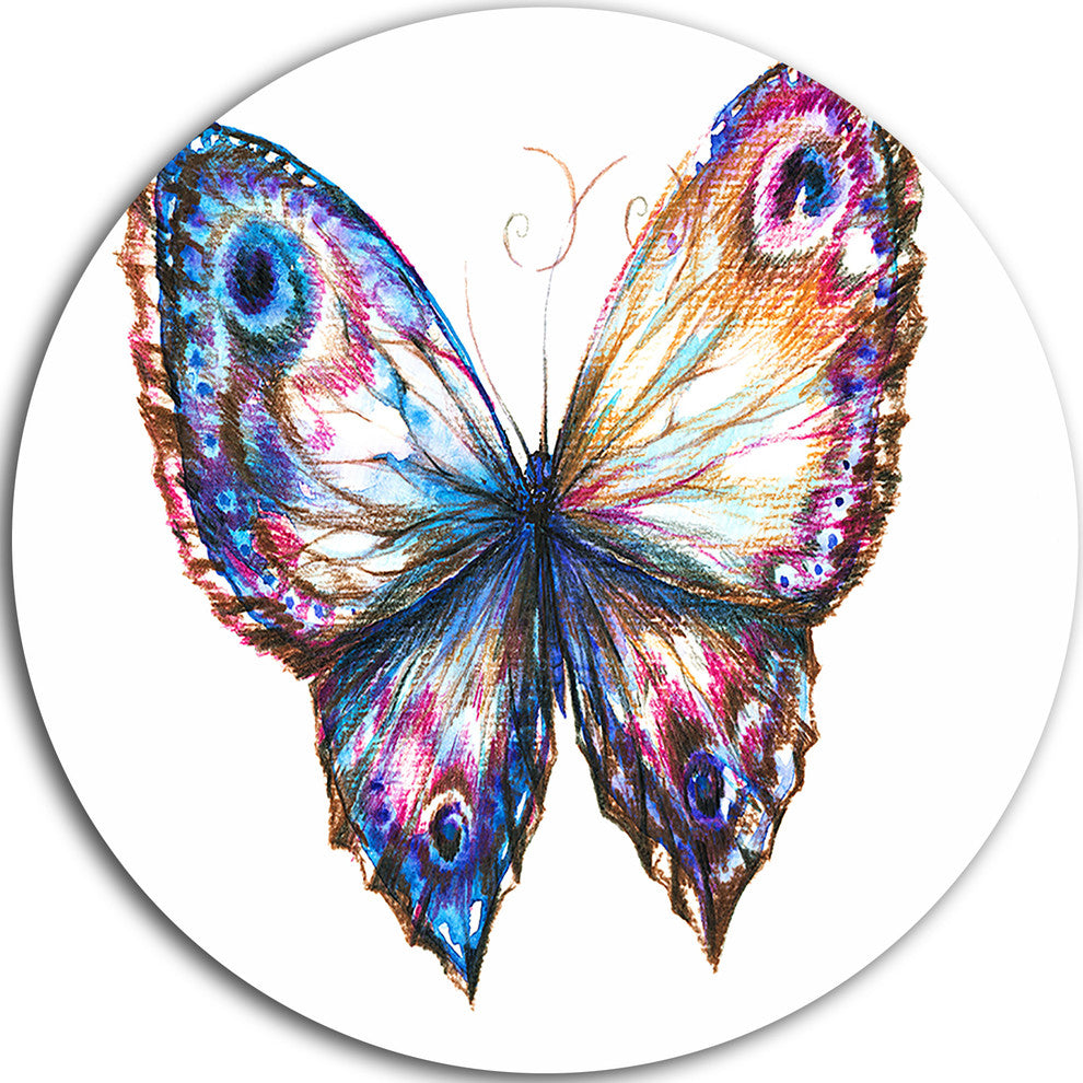 Isolated Butterfly, Animal Large Disc Metal Wall Art, 11"
