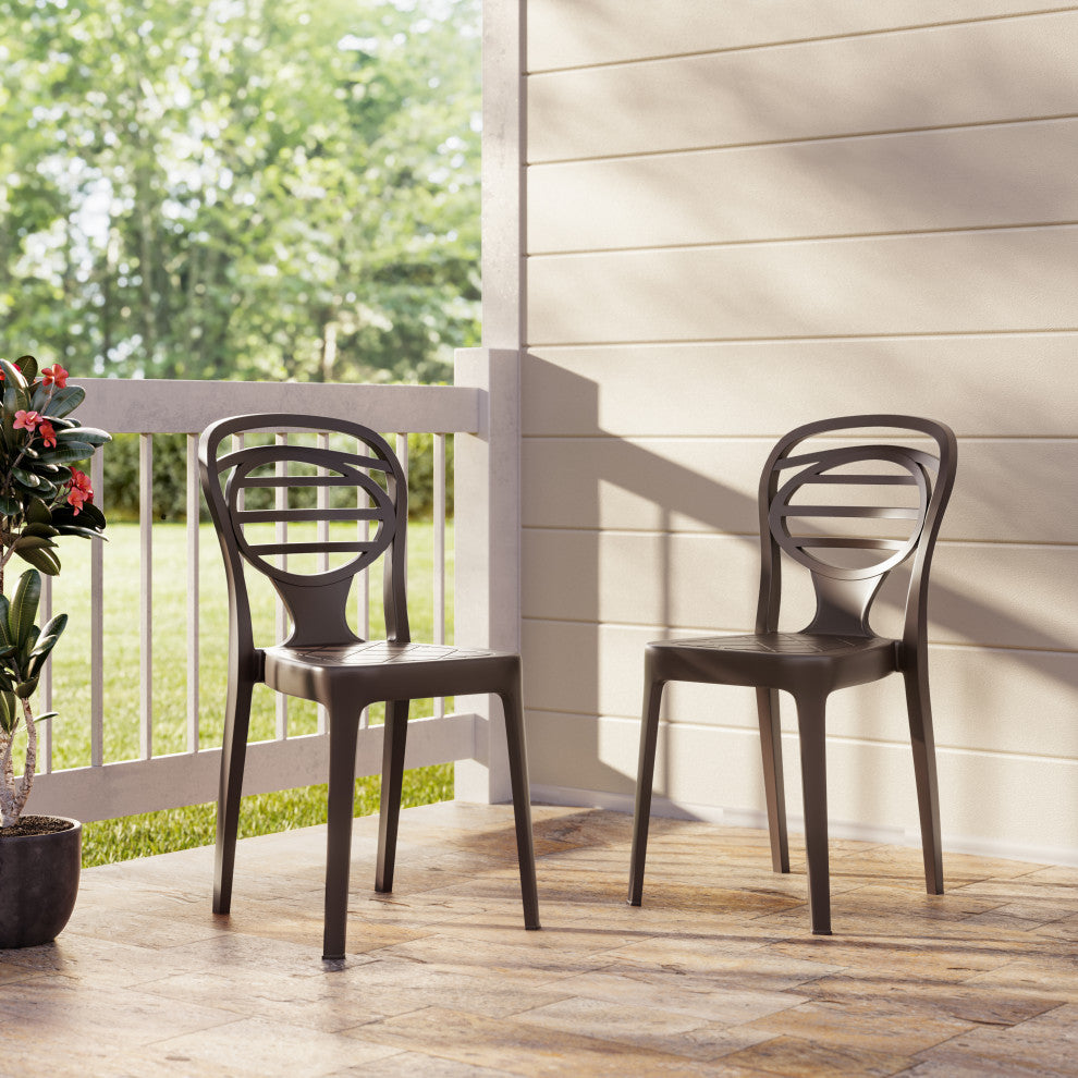 Kova Resin Patio Chair Set of Two, Brown