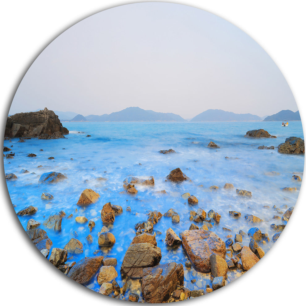 Stony Port Shelter Beach Hong Kong, Seashore Round Wall Art, 23"