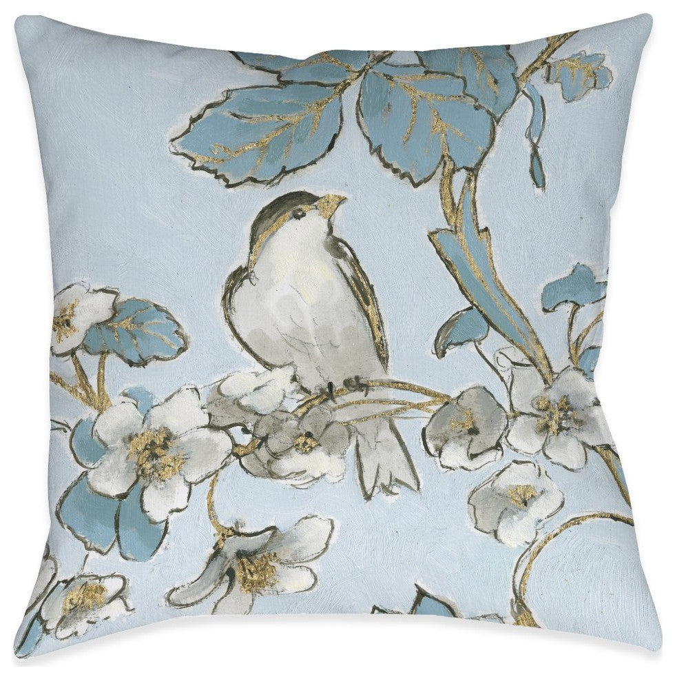 Laural Home Toile Flower Bird 18" X 18" Indoor Decorative Pillow