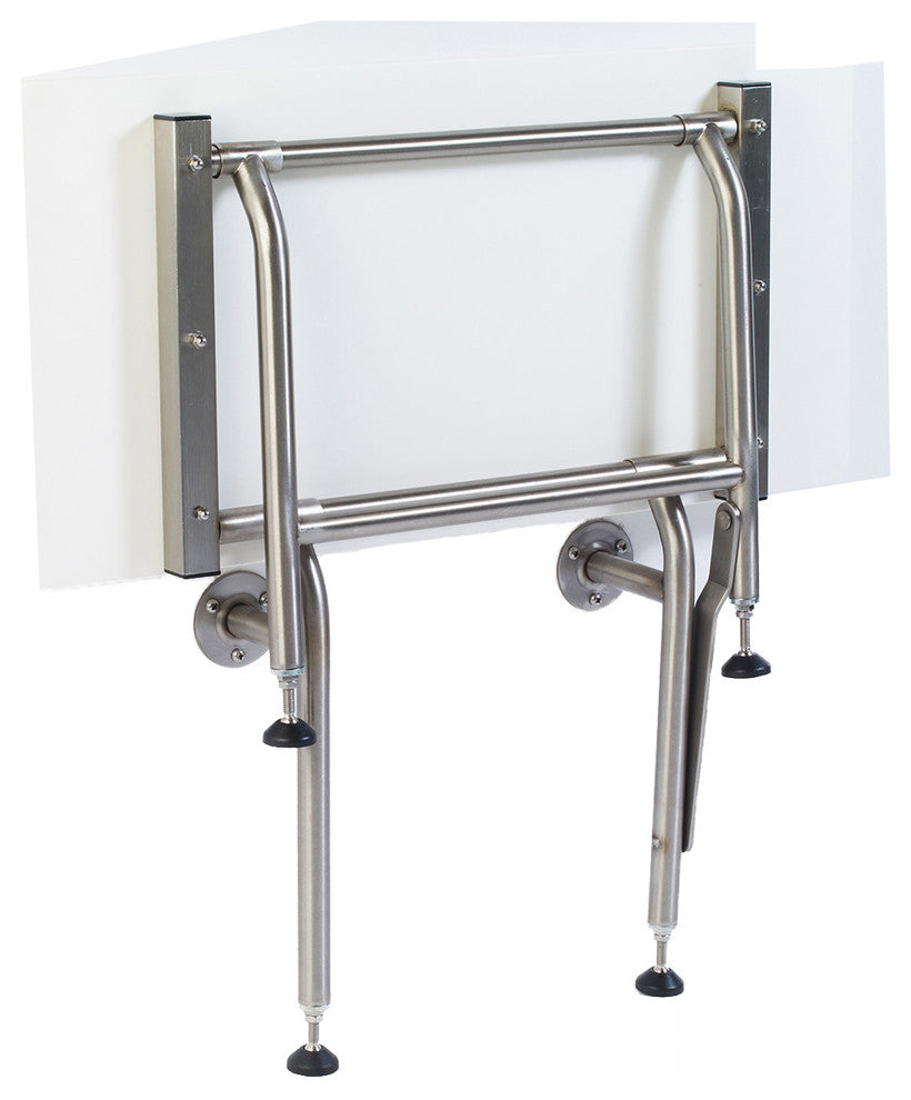 Rectangular Folding Shower Seat, White HDP, 30", Legs