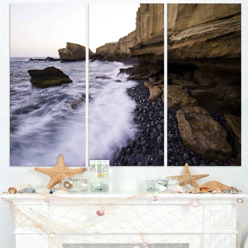 "Rolling Stones at Beach" Photo Canvas Art Print, 3 Panels, 36"x28"
