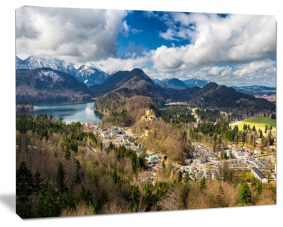 Alps and Lakes on Summer Day, Landscape Canvas Art Print, 60"x28"