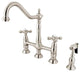 Satin Nickel Heritage 8" Center Kitchen Faucet With Side Sprayer KS1278AXBS