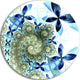 Blue And Green Fractal Flowers, Floral Round Metal Wall Art, 36"