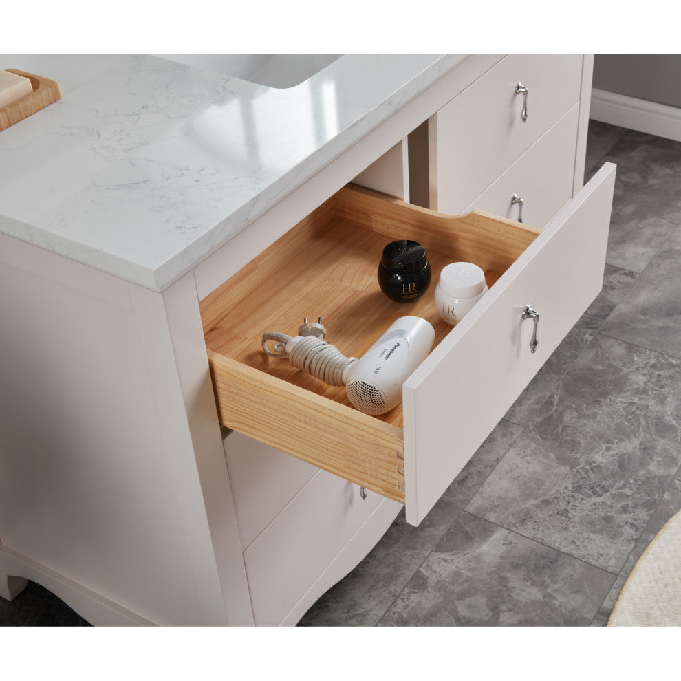 Legion Furniture WS2512 Series Bathroom Sink Vanity, Dreamy White, 48", Artificial Stone Top, Single Sink