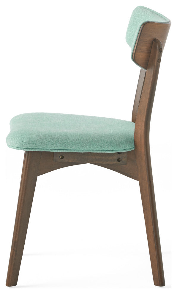 GDF Studio Mid-Century Modern Upholstered Dining Chairs, Set of 4, Mint/Walnut