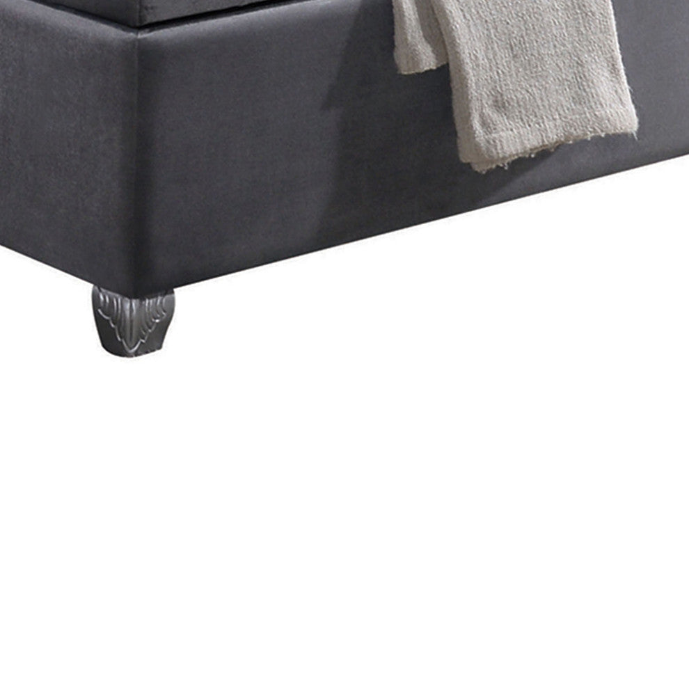 Rebekah Storage Bench, Gray Fabric