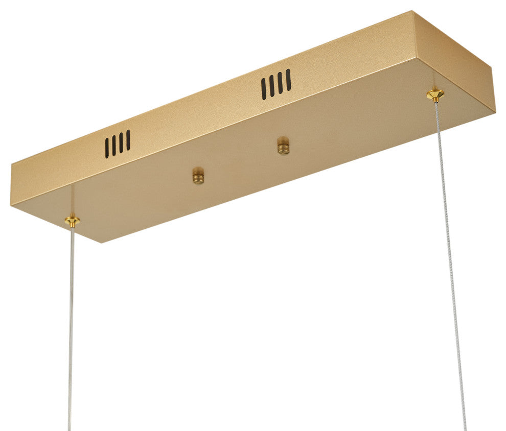 Modern Linear Wave Shape LED Pendant Lighting for Kitchen Island, Gold