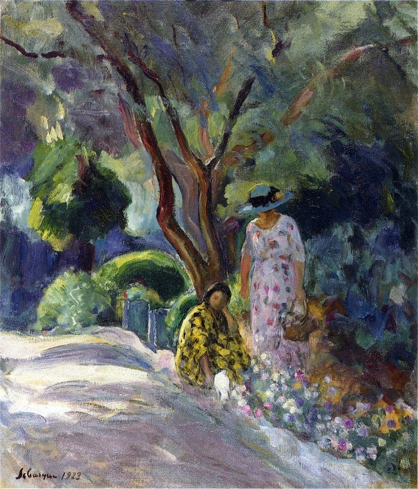 Henri Lebasque Picking Flowers Premium Canvas Print