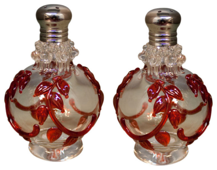 Applique Fern Red Salt and Pepper Shaker Set