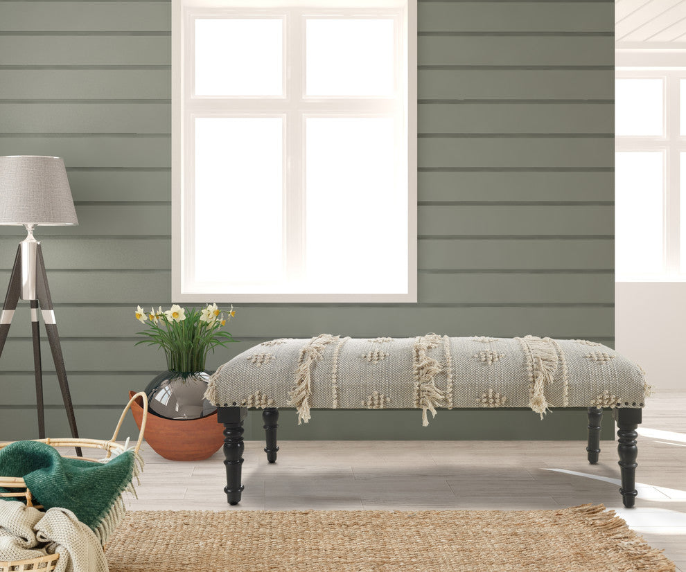 Intricate Embroidered Indoor Bench, 47" Length