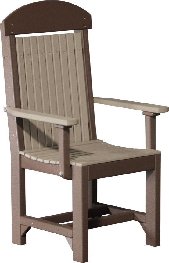 Set of 4 Poly Dining Chairs, Weatherwood & Chestnut Brown, Dining Height, Arm Chair