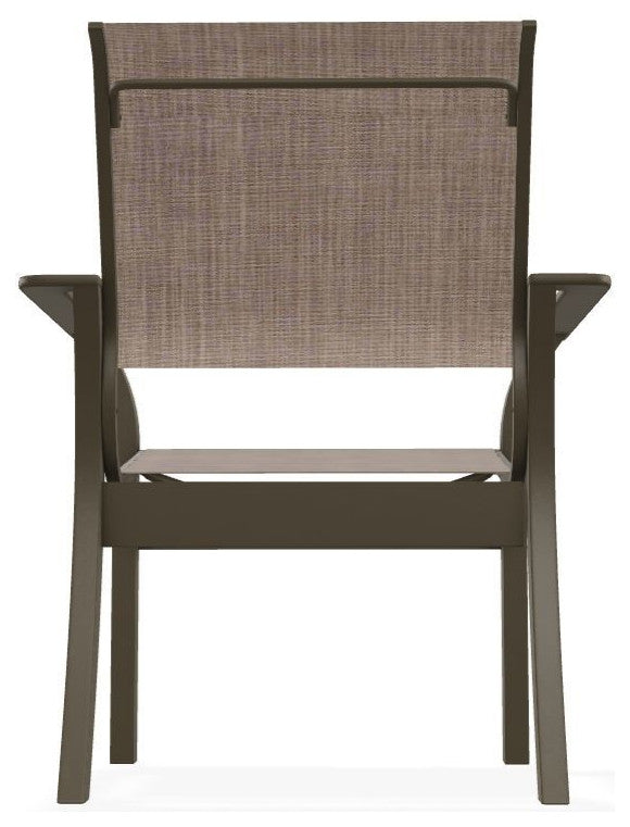 Leeward Sling Stackable Outdoor Dining Chair, Augustine Fennel/Beachwood