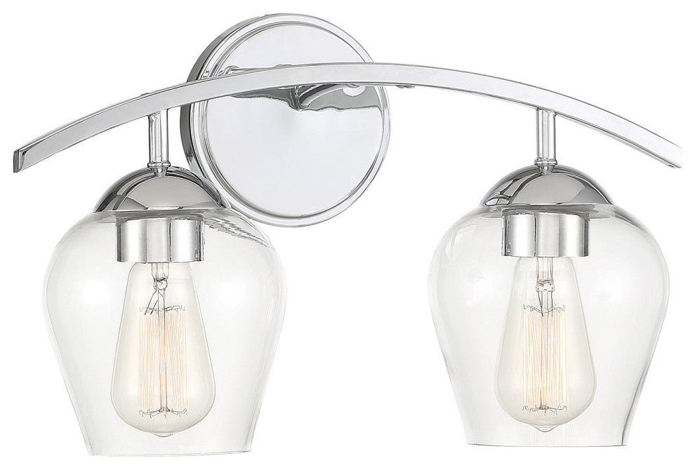 2-Light Bathroom Vanity Light, Matte Black, Chrome