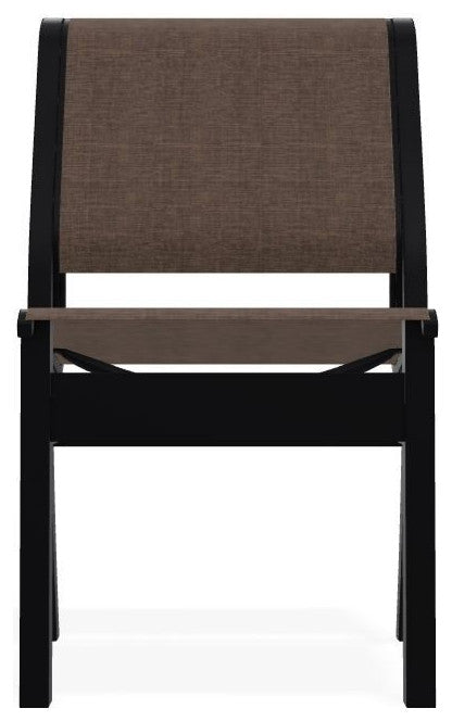 Leeward Sling Stackable Outdoor Dining Chair, Mocha/Black