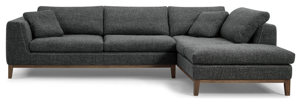 Divani Casa Hickman Modern Dark Gray Fabric Sectional Sofa