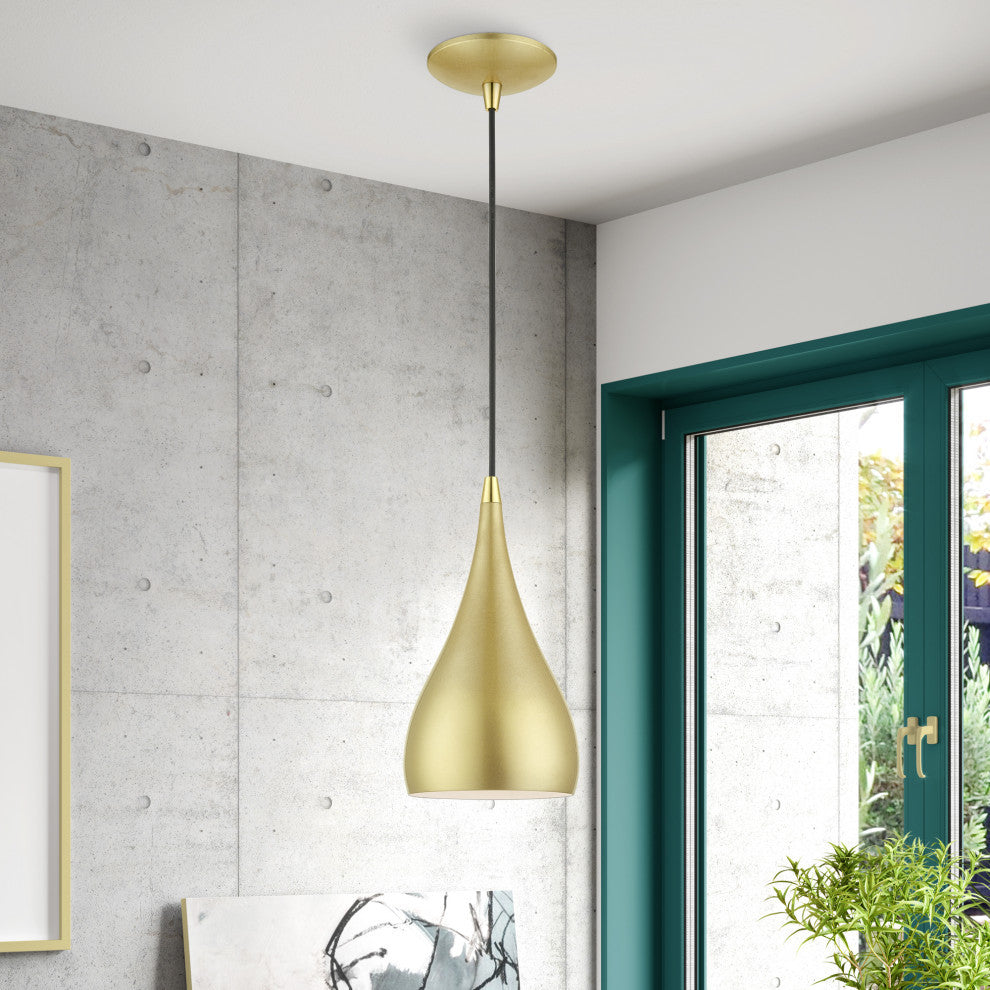 Amador 1 Light Soft Gold With Polished Brass Accents Mini Pendant