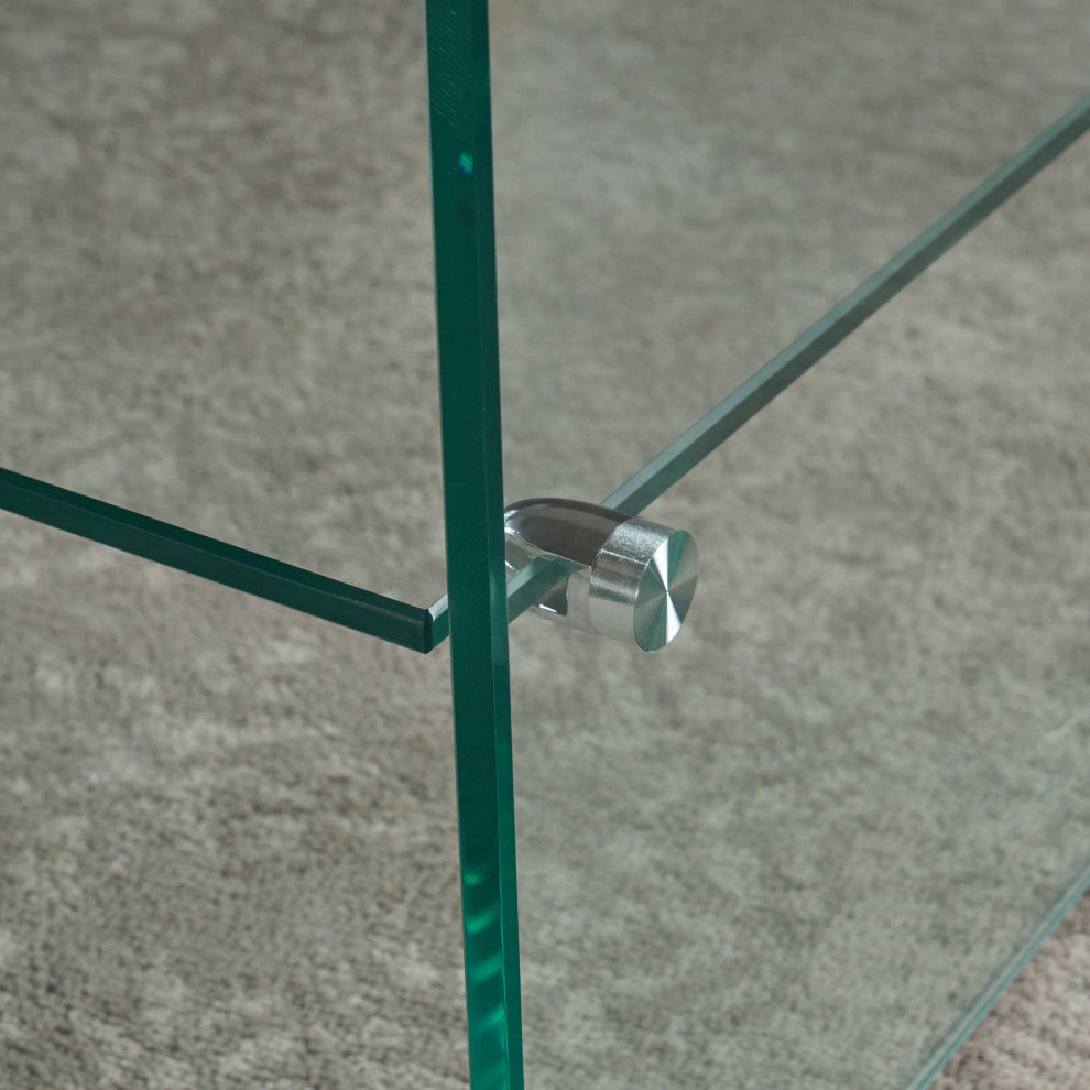 Altura Modern Glam Tempered Glass End Tables, Set of 2, Clear