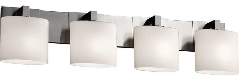 Modular 4-Light Bath Bar, Brushed Nickel With Artisan Glass Shade
