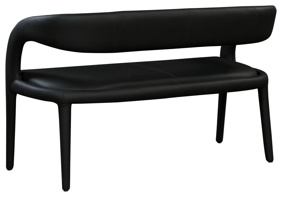 Sylvester Faux Leather Bench, Black