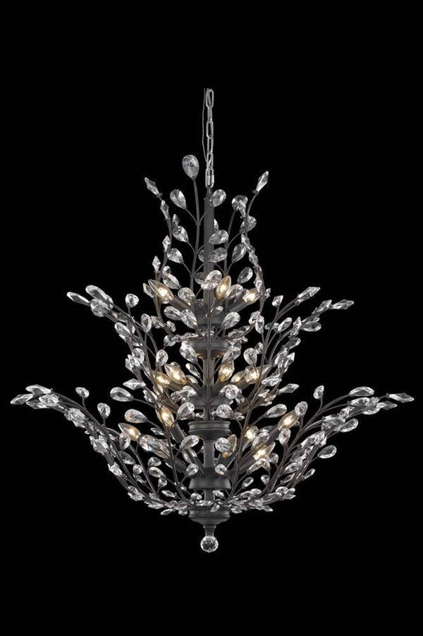Elegant Orchid Foyer Hall Light, Dark Bronze Finish With Royal Cut Crystal