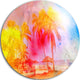 Retro Palms Yellow Watercolor, Trees Painting Disc Metal Artwork, 11"
