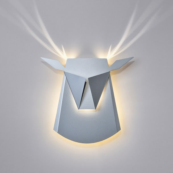 Silver Aluminium Deer Head LED Light Fixture, Cord Electricity